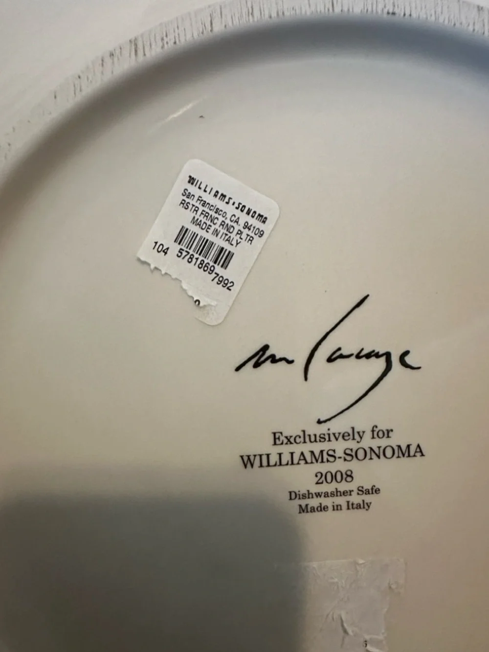 Williams Sonoma Rooster Francais Chop Plate designed by artist Marc Lacaze.